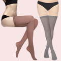 Soft Sheer Thigh-High Stockings – Pack of 2 (Brown & Grey Combo)