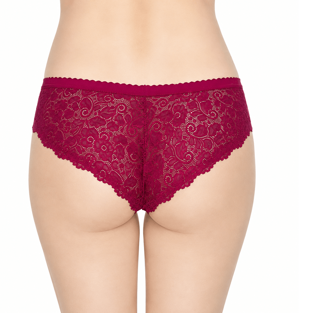 Women's Wine Floral Lace Mid-Rise Panty