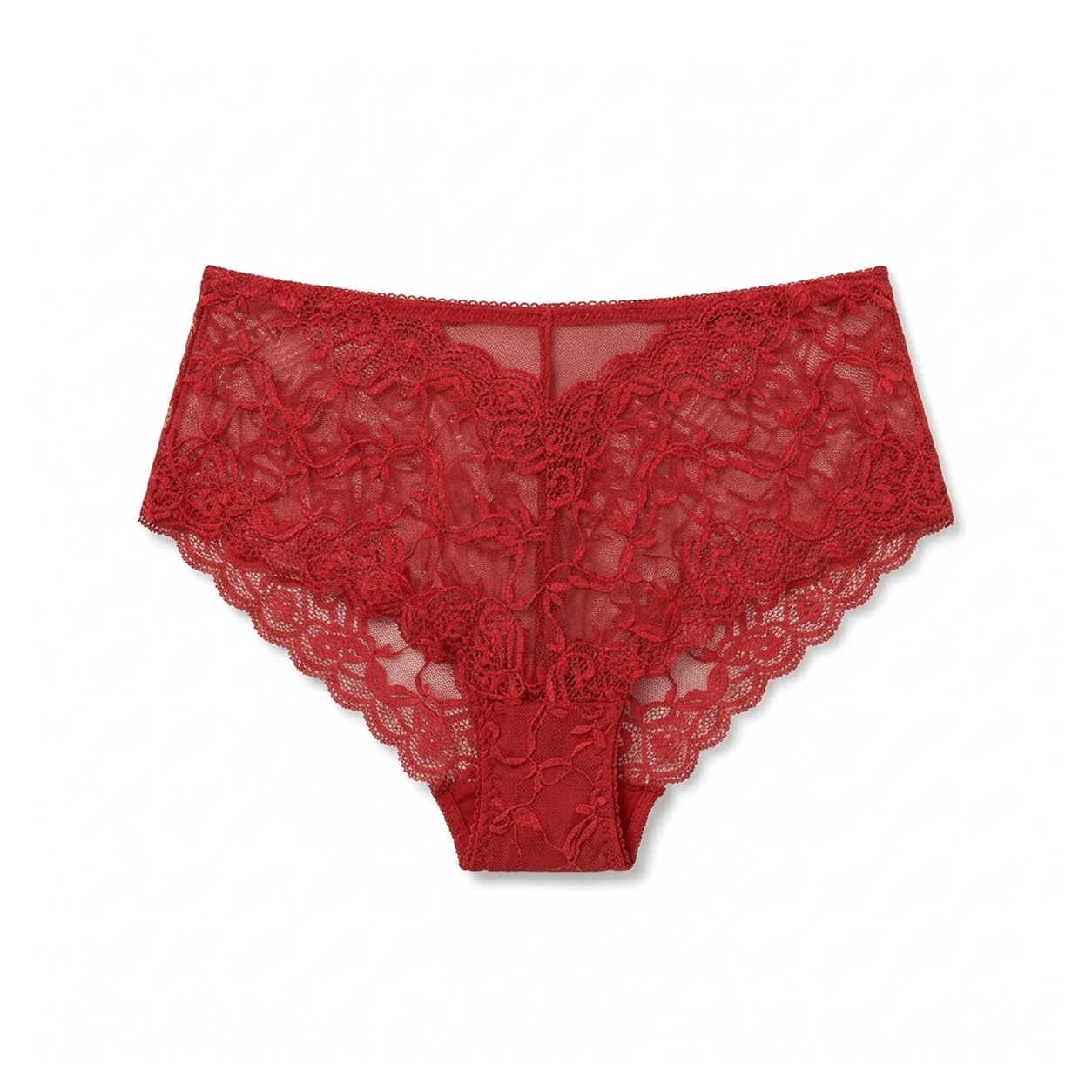 Women's Red Floral Lace Boyshort Panty
