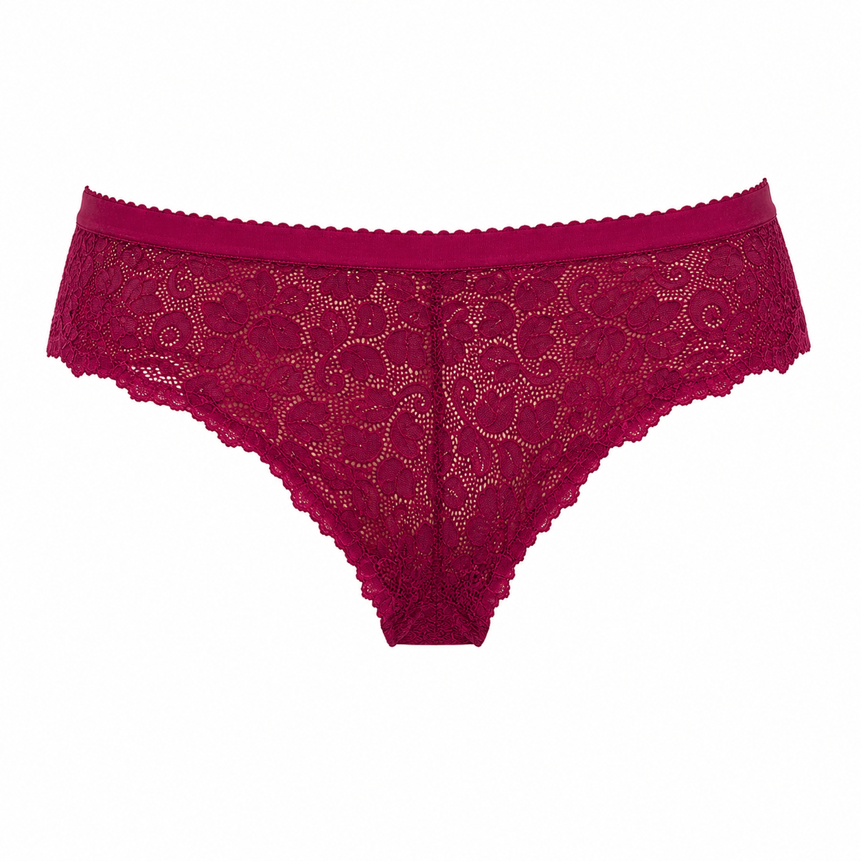Women's Wine Floral Lace Mid-Rise Panty