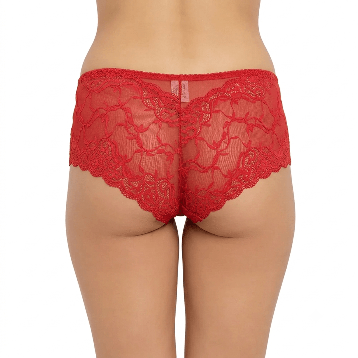 Women's Red Floral Lace Boyshort Panty