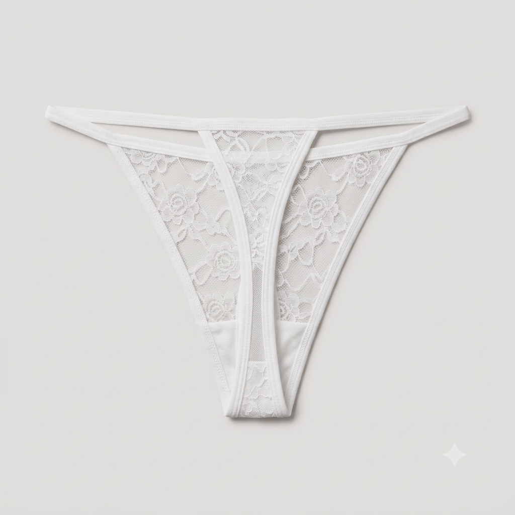 Women's Floral Lace Crotchless Lingerie Thong