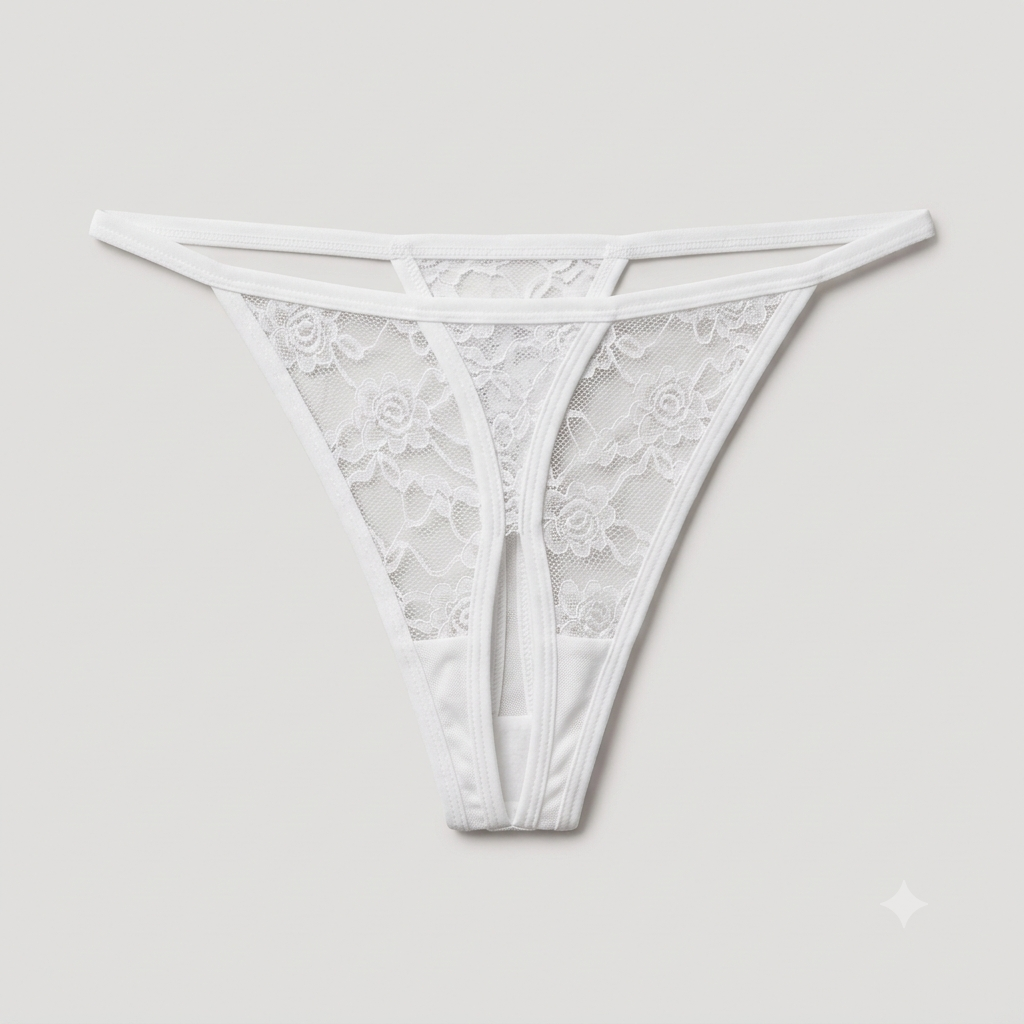 Women's Floral Lace Crotchless Lingerie Thong