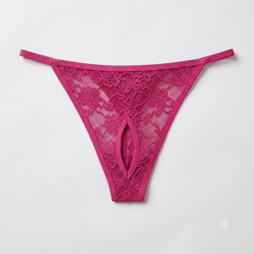 Women's Plus Size Floral Lace Crotchless Lingerie Panty