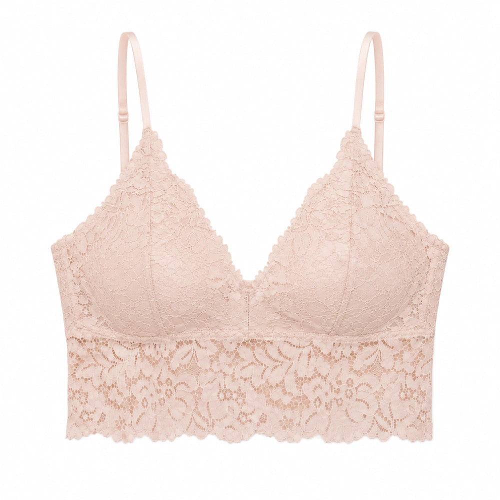 Women's Floral Lace Bralette – Wire-Free Non-Padded Soft Cup Bra
