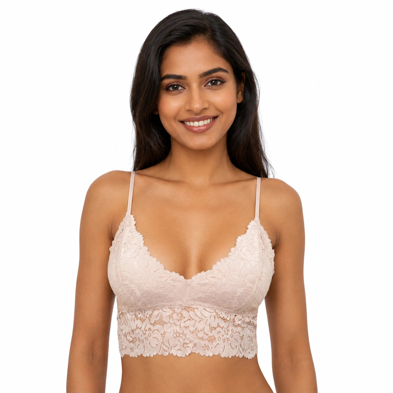 Women's Floral Lace Bralette – Wire-Free Non-Padded Soft Cup Bra