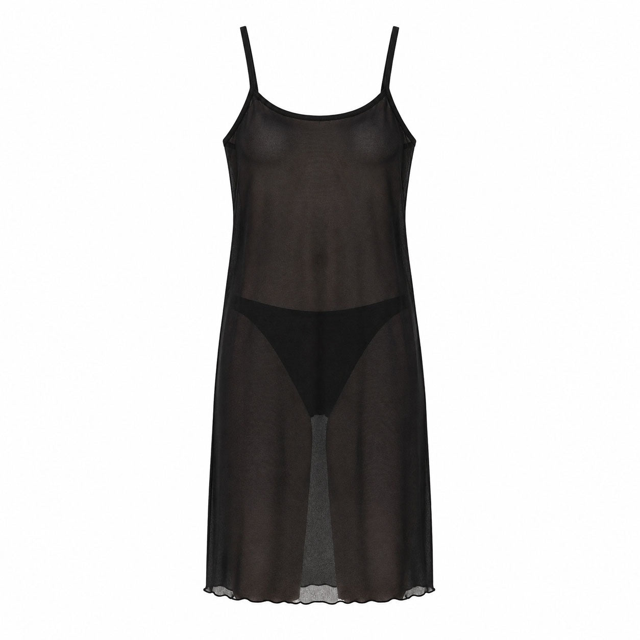 Women's Sheer Mesh Sleeveless Babydoll Slip Dress