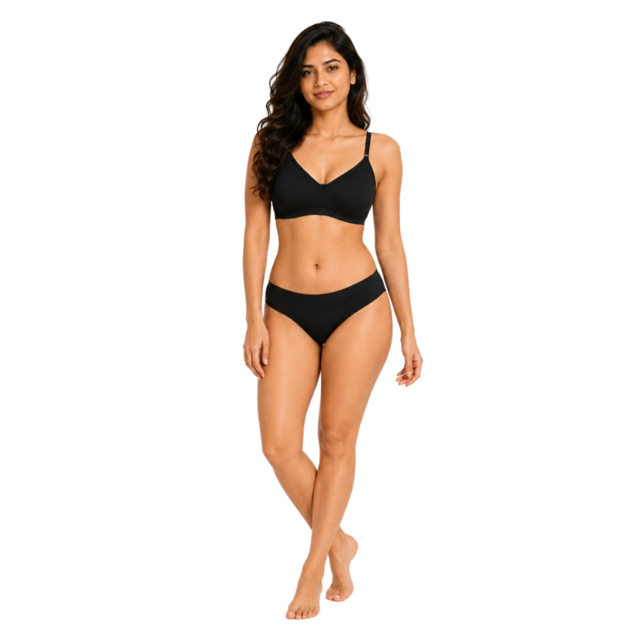 Women's Cotton Non-Padded Wire-Free Bra & Panty Set (Pack of 2)