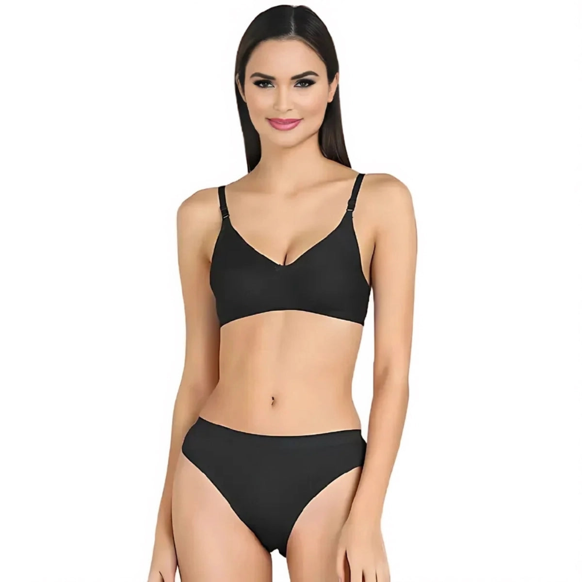 Women's Cotton Non-Padded Wire-Free Bra &amp; Panty Set (Pack of 2)