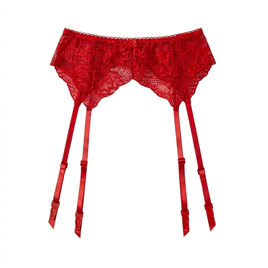 Women's Floral Lace Adjustable Garter Belt for Thigh-High Stockings