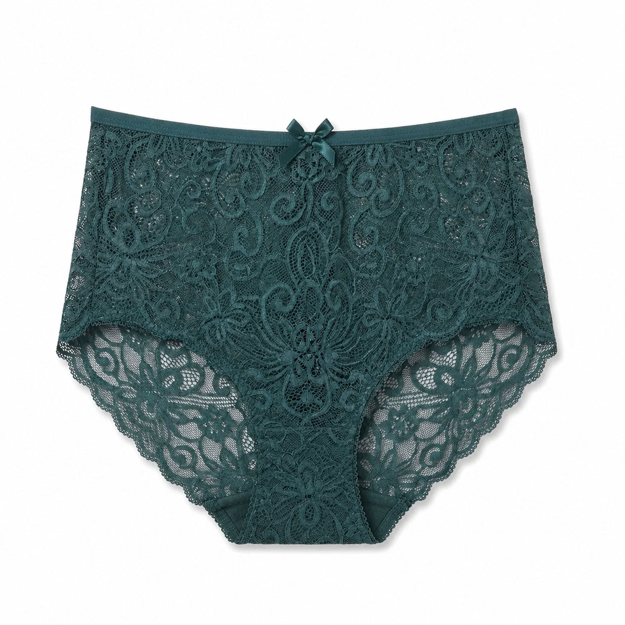 Women's Teal Floral Lace Bikini Panty with Bow Detail