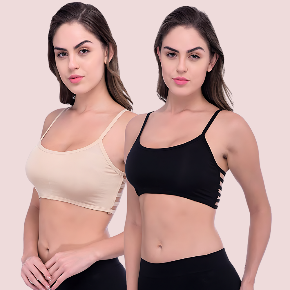 "Sensual" Pack Of 2 Sexy Back Stripe Bralette Bra